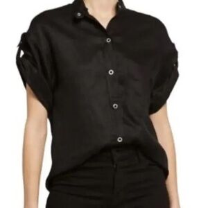 Equipment Femme Linen Black Shirt Size M
